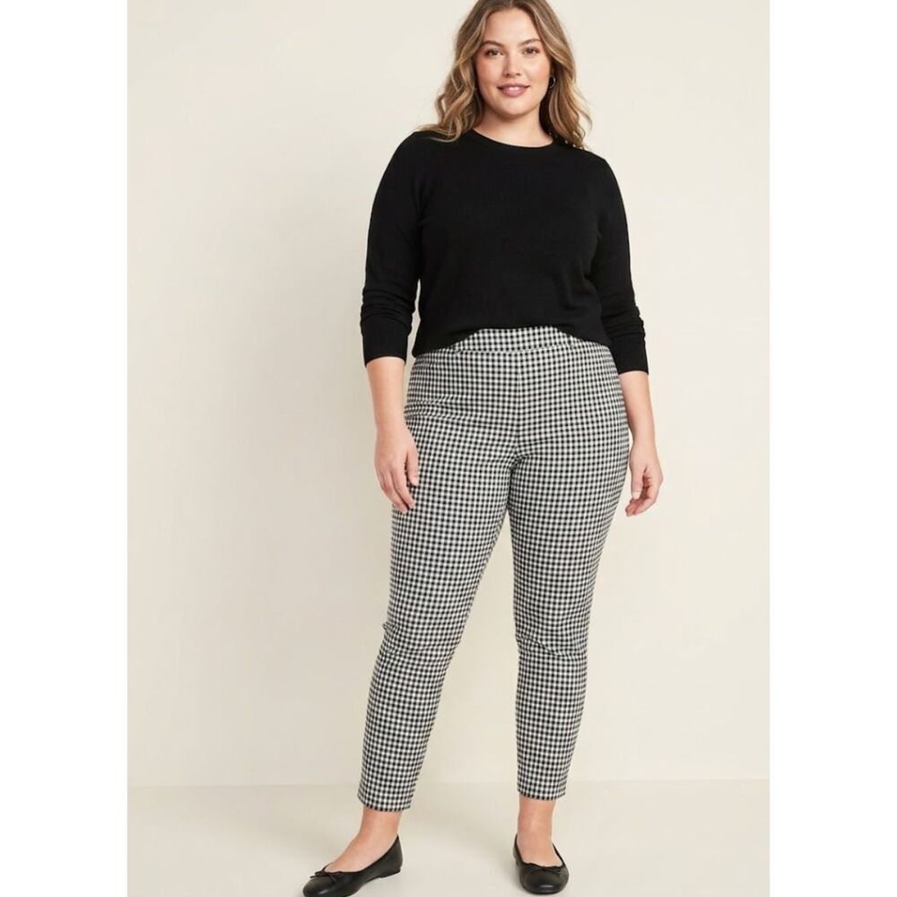 NEW Old Navy High-Waisted Gingham Pixie Skinny Ankle Pants Women's Plus Size 30